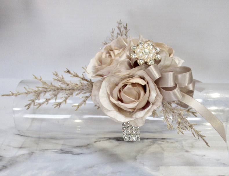 Nude Rose Wrist Corsage, nude prom/ball corsage, nude wedding corsage
